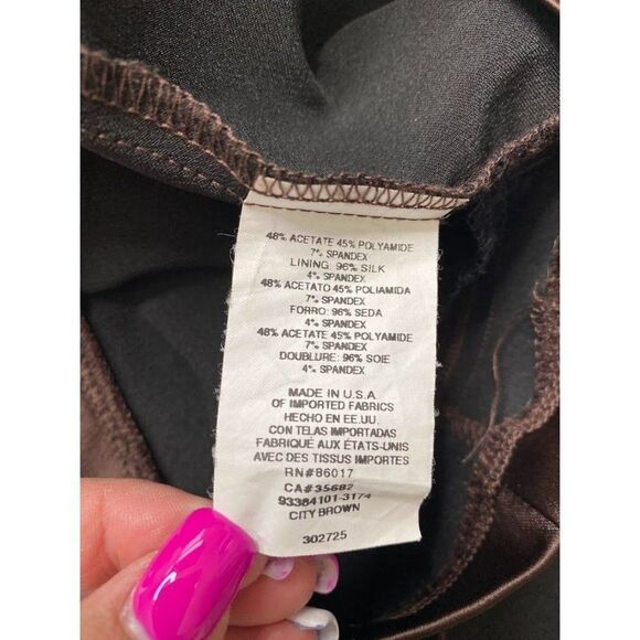 Bebe Brown Satin Halter Knot Front Stretch Romper Jumper‎ Sz 4 - Picture 6 of 8